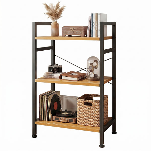 CONCETTA Bookshelf Small Industrial Storage Shelf & Shelves, Metal Bookcase for Home Office, Living Room, Bedroom
