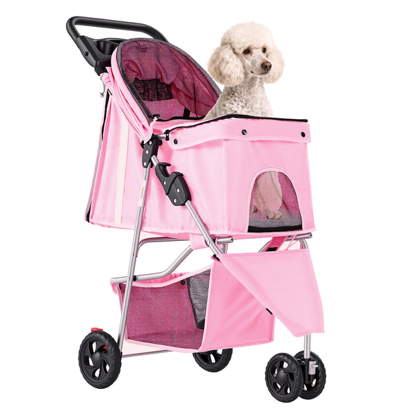 CONCETTA 3-Wheel Foldable and Waterproof Pet Stroller - Jogger Stroller for Small and Medium Dogs and Cats with Cup Holder and Removable Liner