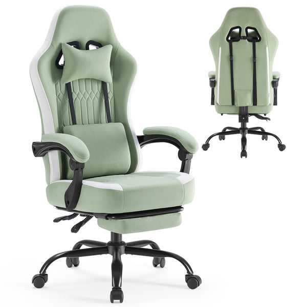 gaming chair, office chair with high backrest and computer chair, is an ergonomic adjustable rotating office chair. Available in black, white, khaki, pink and blue.