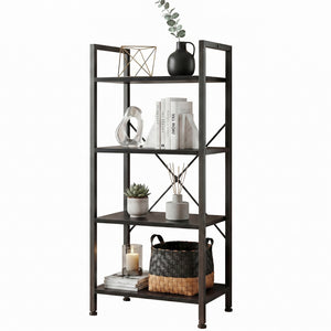 CONCETTA Bookshelf Small Industrial Storage Shelf & Shelves, Metal Bookcase for Home Office, Living Room, Bedroom