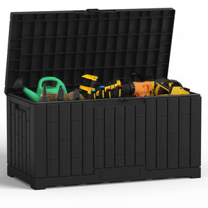 CONCETTA 60-Gallon Waterproof Deck Box, UV-Resistant Resin Outdoor Storage, Lockable Wide-Opening Lid, Garden Patio Storage Bench