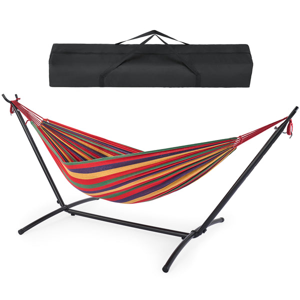 Double Hammock with Space-Saving Steel Stand, Heavy-Duty 450lb Capacity, Portable Carrying Bag