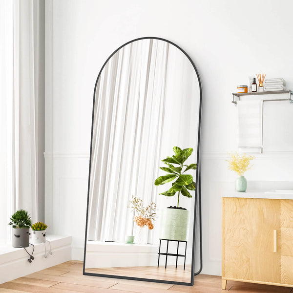 JOINSUN Floor Standing Mirror, Wall Mirror with Stand Aluminum Alloy Thin Frame