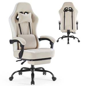 gaming chair, office chair with high backrest and computer chair, is an ergonomic adjustable rotating office chair. Available in black, white, khaki, pink and blue.