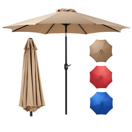 JOINSUN 9FT Outdoor Patio Umbrella, Outdoor Table Umbrella, Yard Umbrella,Easy Push Button Tilt and Crank, 8 Sturdy Fiberglass Ribs Heavy-Duty Pool Umbrella for Deck, Backyard