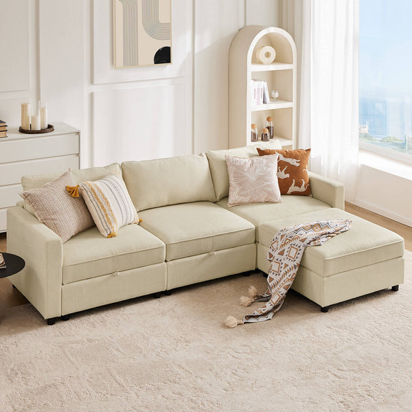 CONCETTA Convertible Sectional Sofa Couch-with Storage for Living Room, U-Shaped Modern Modular Sofa Sleeper with Reversible Chaise