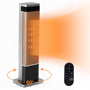 25" Portable Electric Space Heater with Remote Control, Adjustable Thermostat, and Safety Protection