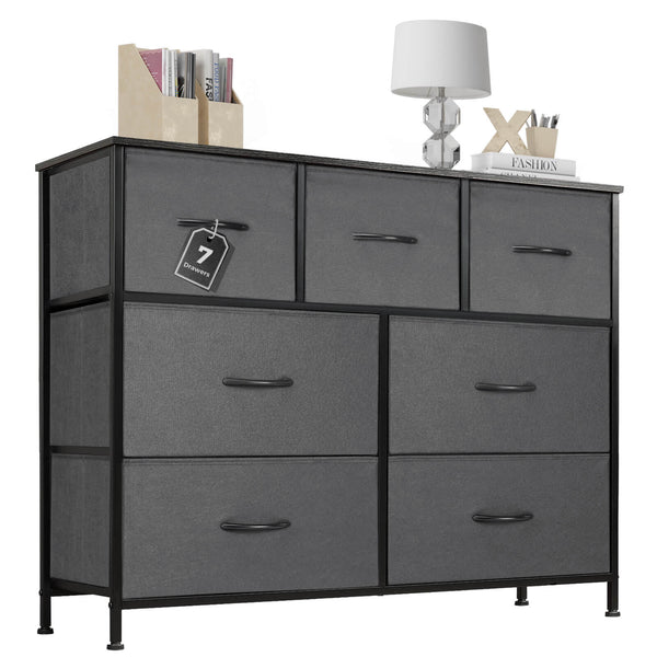 CONCETTA Dresser for Bedroom-with 7 Drawers, Chest Tower TV Stand,  Wooden Top for Living Room,  Bedroom, Closet