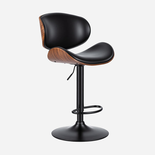 CONCETTA Rotatable Bar Stool Set (2-piece), Adjustable Height Bar Stool, Featuring PU Leather Seat, Ergonomic Backrest and Footrest, With Anti-slip Rubber Base Suitable for Bar