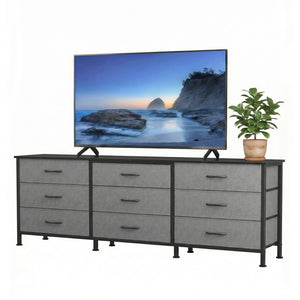 CONCETTA Storage TV Dresser, Metal Frames Resist Deformation, Adjustable Feet Prevent Tipping, Supports TV up to 55-80 inch, Suitable for Living Room