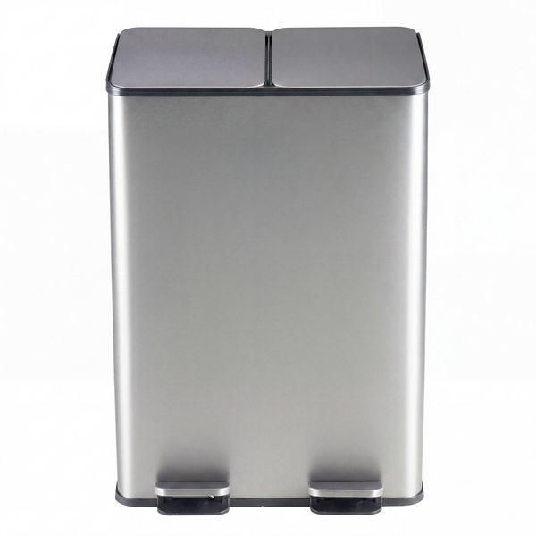 CONCETTA Dual Compartment Trash Can, Kitchen Garbage Can Recycling Bin with Soft-Close Foot Pedal and emovable Inner Buckets, Fingerprint-Resistant, 2 x 8 Gallon