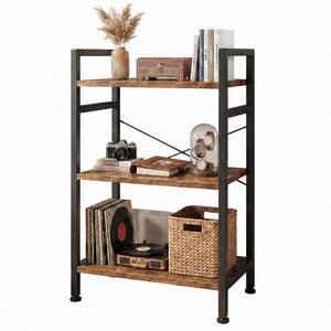 CONCETTA Bookshelf Small Industrial Storage Shelf & Shelves, Metal Bookcase for Home Office, Living Room, Bedroom