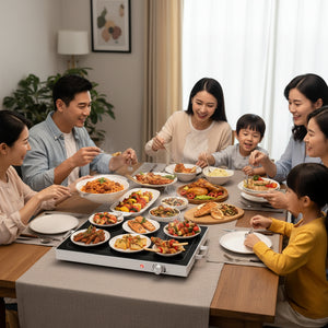 Electric Warming Tray with Temperature Control, Buffet Server & Chafing Dish for Parties, Holidays, Catering, Dishwasher Safe