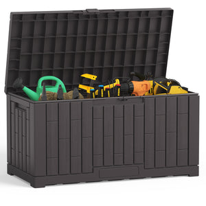 CONCETTA 60-Gallon Waterproof Deck Box, UV-Resistant Resin Outdoor Storage, Lockable Wide-Opening Lid, Garden Patio Storage Bench