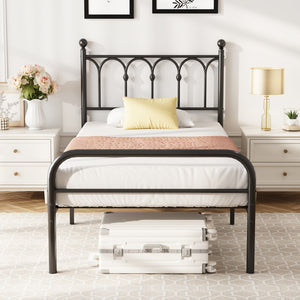 CONCETTA Metal Platform Bed Frame with Rounded Base & Protective Footpads, Underbed Storage, No Box Spring Needed for Bedroom