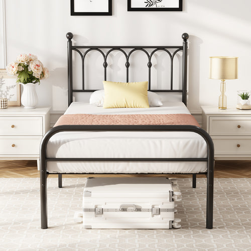 CONCETTA Metal Platform Bed Frame with Rounded Base & Protective Footpads, Underbed Storage, No Box Spring Needed for Bedroom