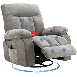 CONCETTA Manual Swivel Recliner Chair with Heating and Vibration Massage