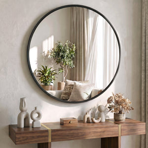 CONCETTA Round Circle Wall Mirror, Aluminium Frame, Shatter Resistant Glass for Bathroom, Home Decor, Vanity
