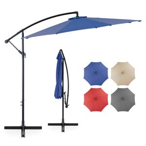 CONCETTA 10FT Hanging Offset Patio Umbrella Outdoor with Push Button Tilt & Crank, Self-Locking Cantilever Umbrella, 8 Sturdy Ribs
