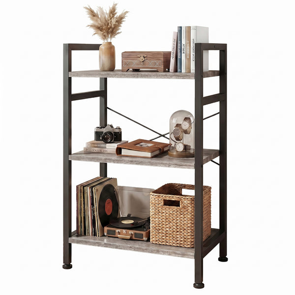 CONCETTA Bookshelf Small Industrial Storage Shelf & Shelves, Metal Bookcase for Home Office, Living Room, Bedroom