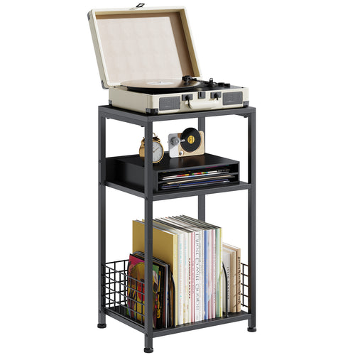 CONCETTA Record Player Stand, 3 Tier Turntable Table with Vinyl Storage for up to 100 Albums, End Side Table for Living Room Bedroom