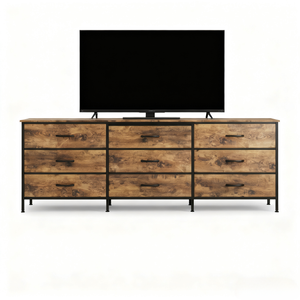 CONCETTA Storage TV Dresser, Metal Frames Resist Deformation, Adjustable Feet Prevent Tipping, Supports TV up to 55-80 inch, Suitable for Living Room,Black