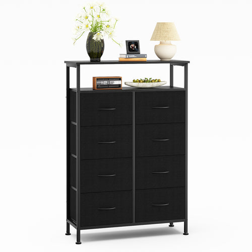 CONCETTA 8-Drawer Fabric Dresser with Open Shelf, Tall Storage Organizer for Bedroom Closet, Living Room, Hallway