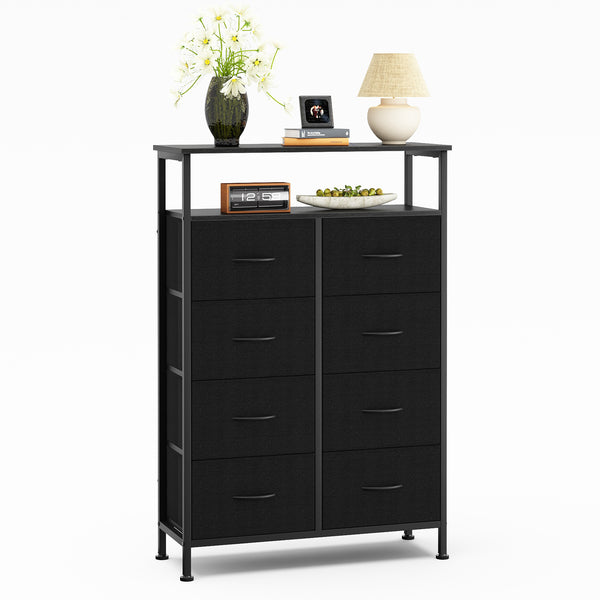 CONCETTA 8-Drawer Fabric Dresser with Open Shelf, Tall Storage Organizer for Bedroom Closet, Living Room, Hallway