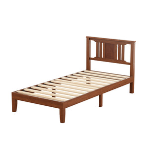 CONCETTA Solid Wood Platform Bed with Headboard, No Box Spring Needed, Wood Slat Support, Dark Brown Finish for Modern Bedroom, Full Size