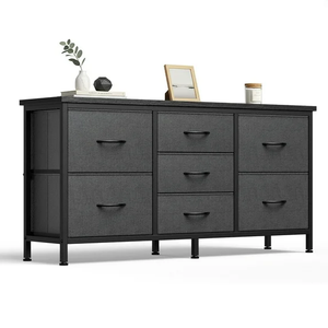 CONCETTA Storage TV Dresser, Metal Frames Resist Deformation, Adjustable Feet Prevent Tipping, Supports TV up to 55-80 inch, Suitable for Living Room,Black