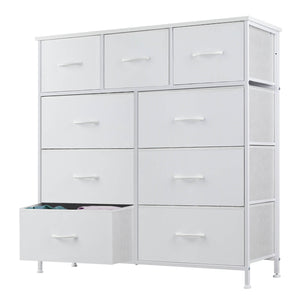 JOINSUN Tall Dresser Fabric Storage Tower with 9 Fabric Bins Drawers,Wooden Top for Living Room, Closet, Entryway, Bedroom