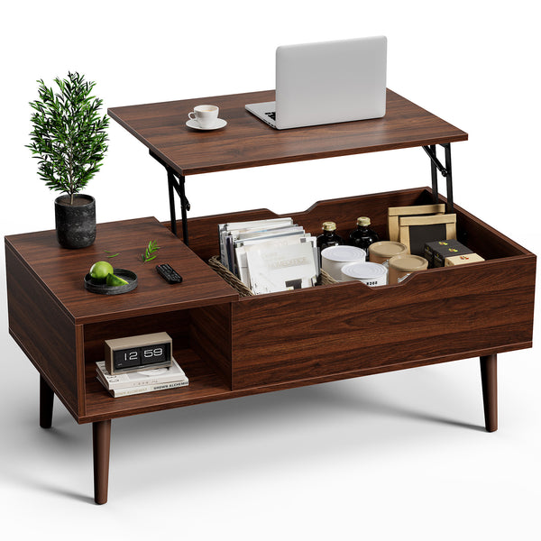 CONCETTA Lift Tabletop Coffee Tables for Living Room with Storage Shelf and Hidden Compartment