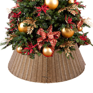 CONCETTA Christmas Tree Collar, Farmhouse Detachable Handwoven Christmas Tree Base Cover, Christmas Tree Basket Base, for Holiday,Black