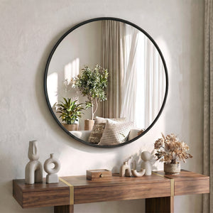 CONCETTA Round Circle Wall Mirror, Aluminium Frame, Shatter Resistant Glass for Bathroom, Home Decor, Vanity