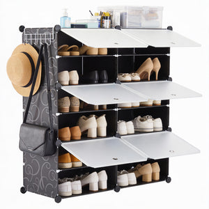 CONCETTA Shoe Rack, 24 Pair Plastic Shelves Storage Organizer for Closet Hallway Bedroom Entryway