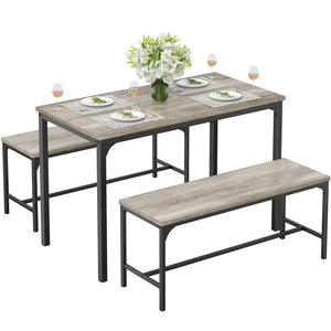 CONCETTA 3-Piece Dining Table Set with 1 Table,2 benches,Space-Saving Small Dining Set for 2–4 People for Apartment, Daily Meals & Bistro