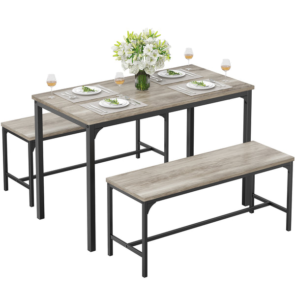 CONCETTA 3-Piece Dining Table Set with 1 Table,2 benches,Space-Saving Small Dining Set for 2–4 People for Apartment, Daily Meals & Bistro