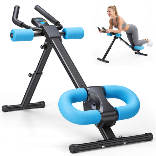 SHOUFTW Adjustable Ab Machine for Home Gym, Foldable Ab Workout Equipment with Knee Protection & LCD Monitor, Core & Stomach Trainer
