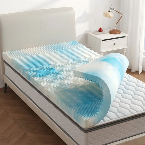 CONCETTA Egg Crate Foam Mattress Topper, Lavender Cooling Gel Infused Bed Pad for Back Pain, CertiPUR-US and Oeko-TEX Certified