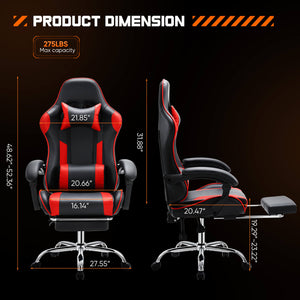 CONCETTA Gaming Chair Ergonomic Office Chair With Foot Rest, Big And Tall Executive Desk Chair With Lumbar Support, Padded Arms, Computer Chair For Home Office, Bedroom