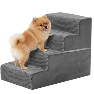 CONCETTA Pet Stairs Ramp, High-Density Foam Dog Cat Steps, Non-Slip Indoor Ladder for Couch, High Beds, Sofa, Gray