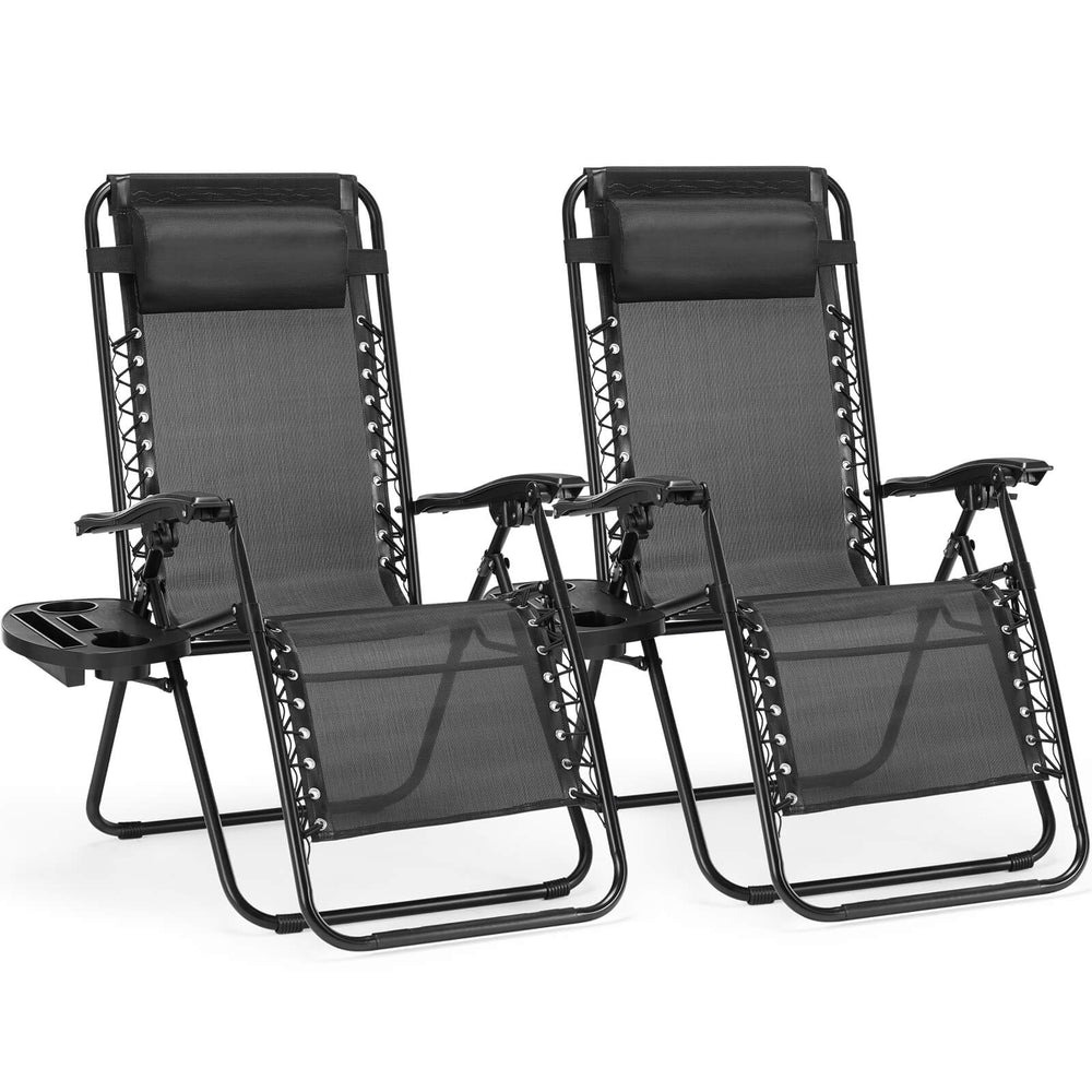 JOINSUN Zero Gravity Chairs - Set of 2 portable recliners with adjustable steel mesh for beach, camping, patio and lawn