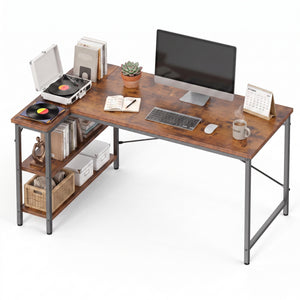 CONCETTA L Shaped Desk with Reversible Storage Shelves, 198 lbs Capacity Computer Corner Desk for Home Office, Gaming & Writing