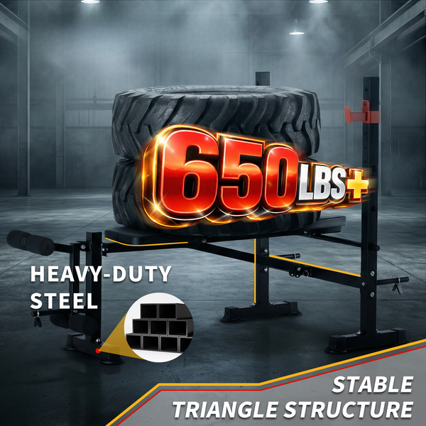 CONCETTA Adjustable Weight Bench Set, Foldable Bench Press with Leg Developer, 650 LBS Heavy-Duty Space Saving Workout Set for Small Apartments Strength Training