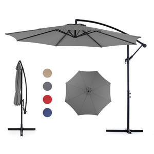 CONCETTA 10ft Offset Outdoor Patio Umbrella with Easy Tilt & Crank, Adjustable Polyester Shade for Garden, Backyard, Poolside