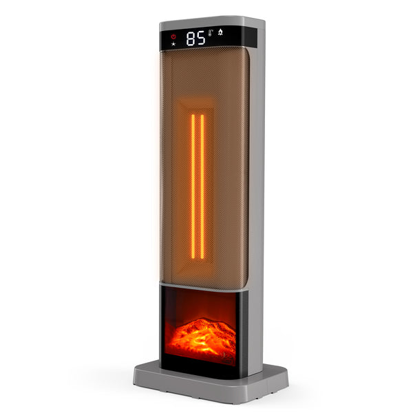 SHOUFTW 1500W Space Heater, 24" Electric Heater with Remote and Thermostat, 12H Timer, 4 Modes & 70°Oscillation, Overheat & Tip-Over Protection for Indoor