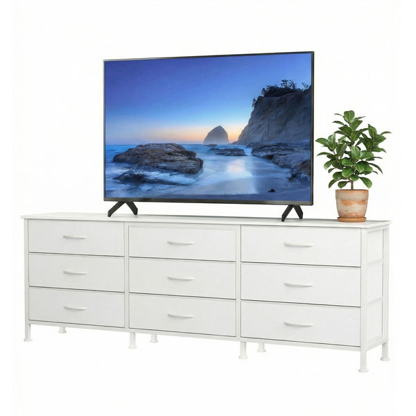 CONCETTA Storage TV Dresser, Metal Frames Resist Deformation, Adjustable Feet Prevent Tipping, Supports TV up to 55-80 inch, Suitable for Living Room