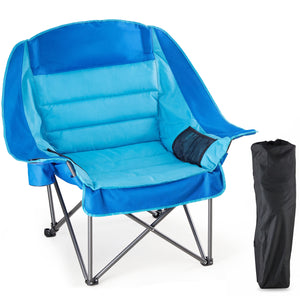 SHOUFTW Extra Large Portable Folding Camping Chair With Side Pocket, Cup Holder, And Carrying Bag, Heavy-Duty Chair For Outdoor, Fishing, Sports, And Travel Use