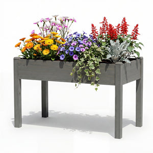CONCETTA Wooden Raised Garden Bed - Elevated Planter Box with Drainage & Liner for Backyard/Patio/Balcony
