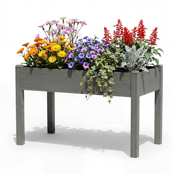 CONCETTA Wooden Raised Garden Bed - Elevated Planter Box with Drainage & Liner for Backyard/Patio/Balcony